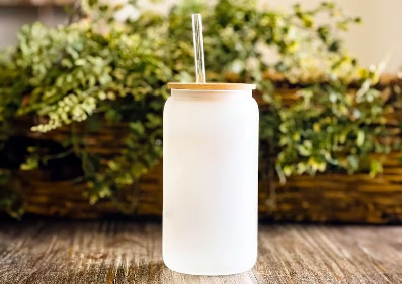 16oz Libbey Glass Can With Bamboo Lid Mockup Digital Download