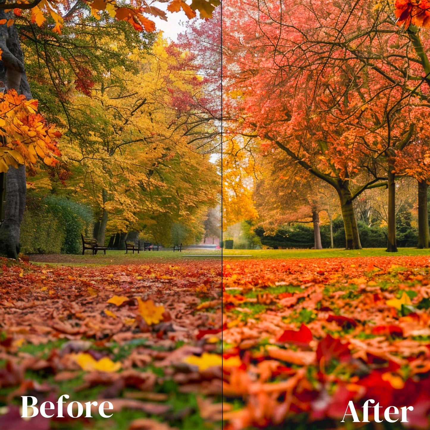 10 AUTUMN LEAVES Lightroom Presets, 10 Mobile & Desktop Presets, Warm Moody Presets, Autumnal, Fall, Bright Orange, Outdoor, Family, Nature - KosmosMockups