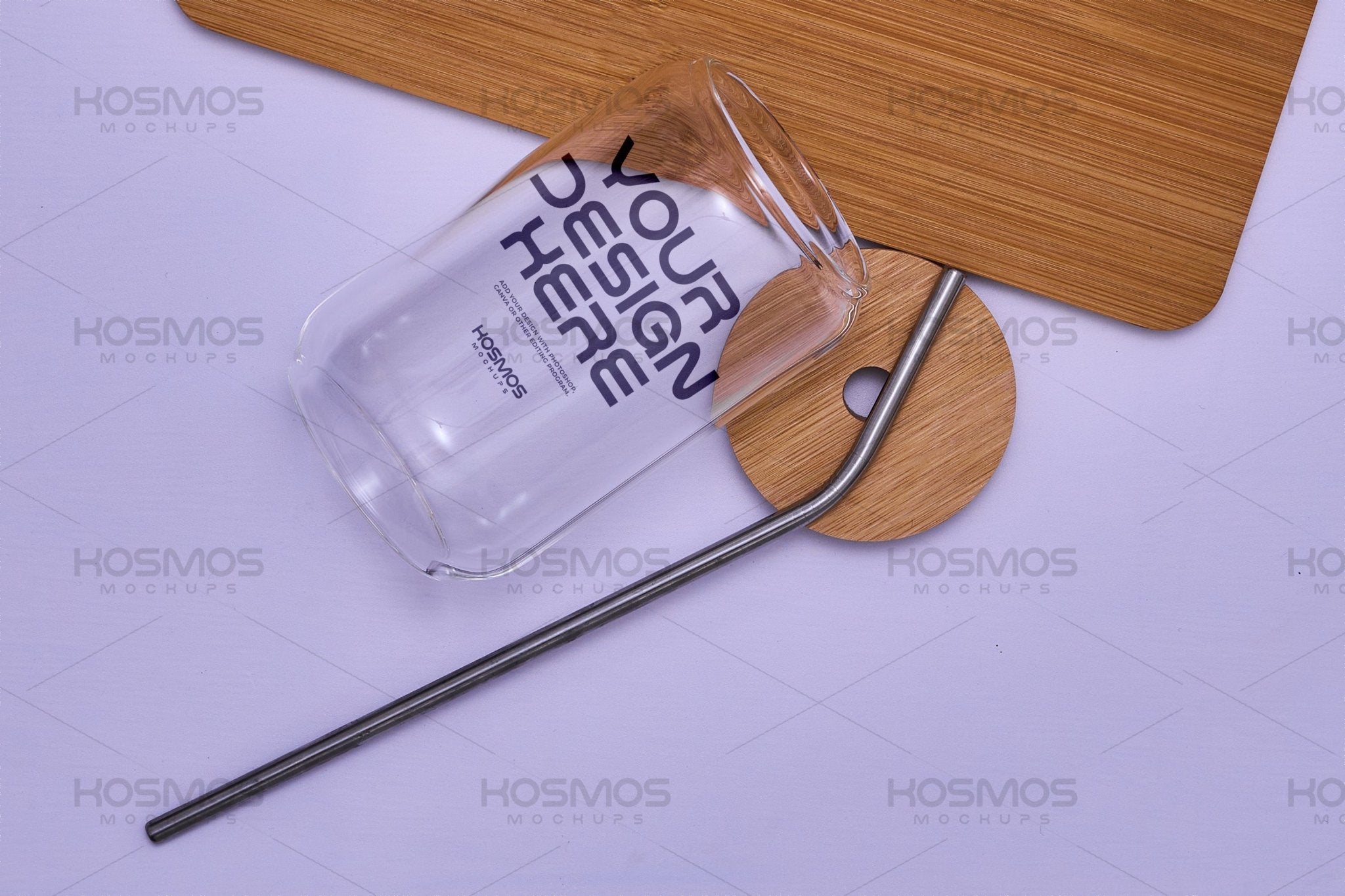 16oz Libbey Glass Can with Bamboo Lid Mockup - Digital Download Glass  Mockup - Wrap Libbey Mock Up - Glass cup can Template