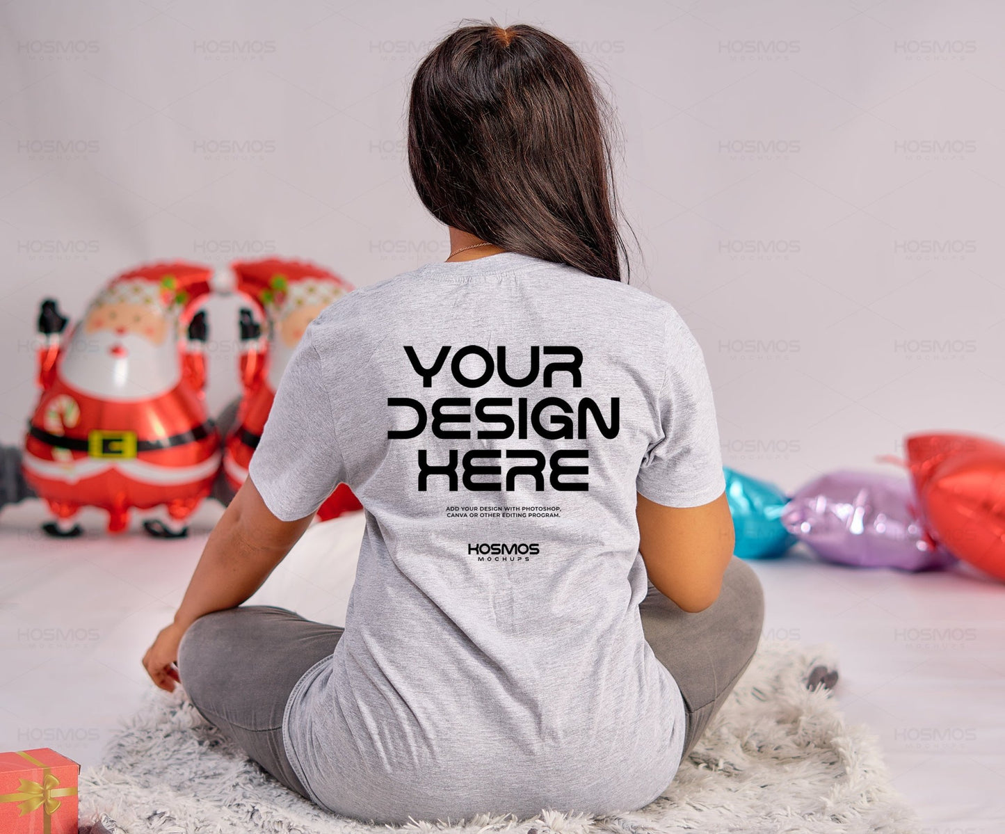 Athletic Heather Bella Canvas 3001, Tshirt Mockup, Heather Gray Shirt Mock, Fall Mockup, Model Mock, Grey T-Shirt Mockup, Grey Tshirt - KosmosMockups
