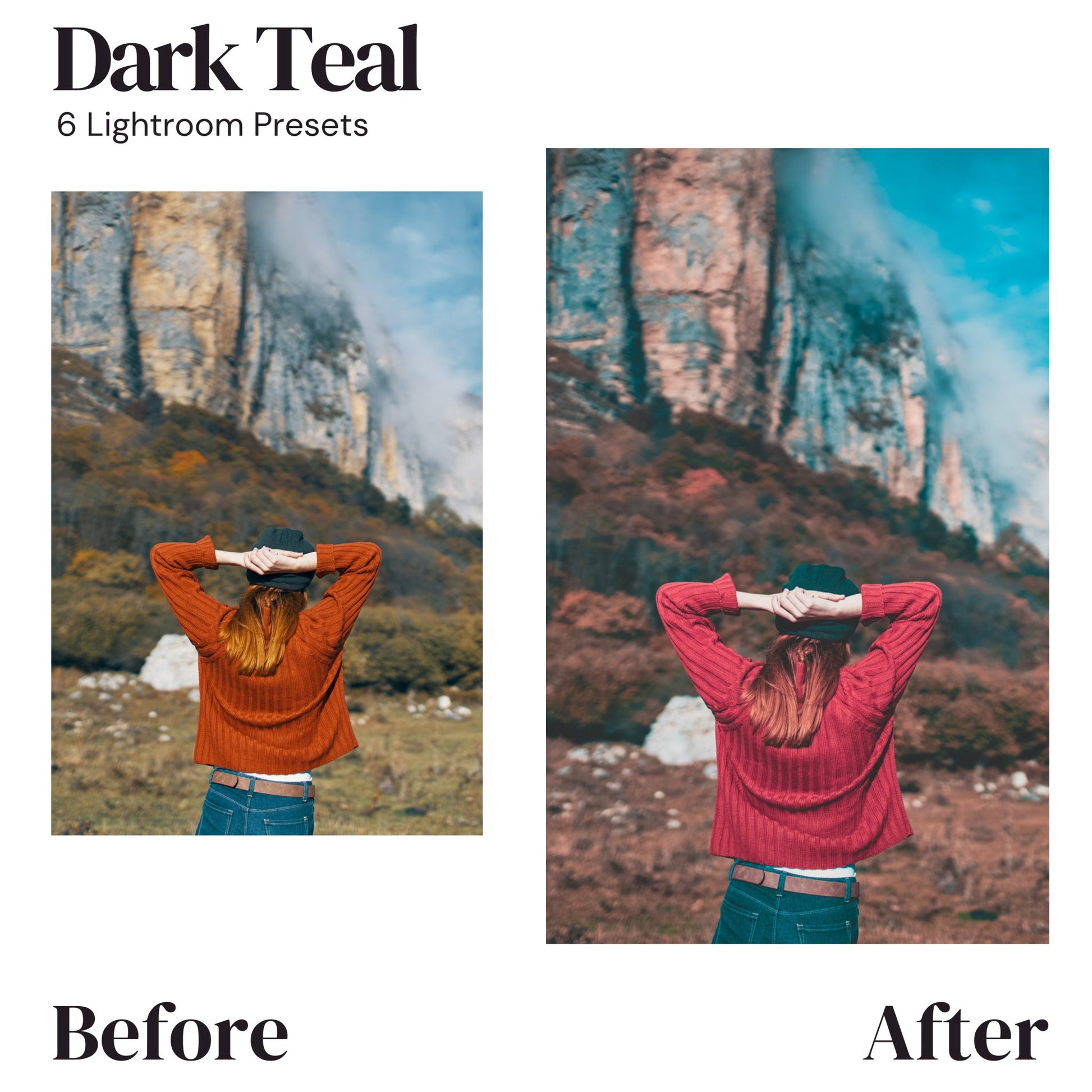 6 DARK TEAL Preset | XMP - Files for Lightroom and Camera Raw | Moody Presets, Outdoor Presets, dark photo filter - KosmosMockups