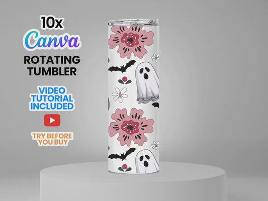10x Animated Tumbler Canva Mock-Up Template Different Backgrounds - Edit in CANVA - Rotating Tumbler Design - Rotating Canva Template