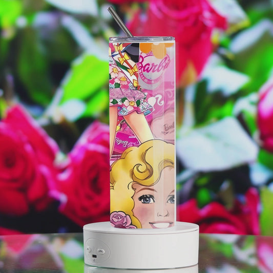 20oz Tumbler Canva Rotating Mock-Up, Valentine Day, Roses background - Easily place your design in CANVA