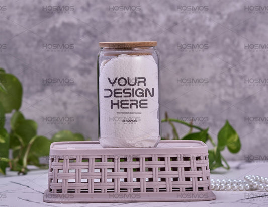 16oz Glass Can Mockup, Blank Glass Mockup, 1cups Mockup, 16oz Glass Beer Can Mockup, Glass Can Mockup, Libbey Mockup - KosmosMockups