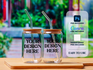 16oz CLEAR Libbey Glass Can Mock Up for Photoshop & Canva, Instant dow –  KosmosMockups