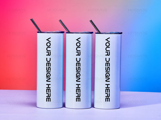 20oz Skinny 3 Sets Straight Tumbler Mock-up Edit in Canva/ Photoshop via Smart Object PSD - KosmosMockups