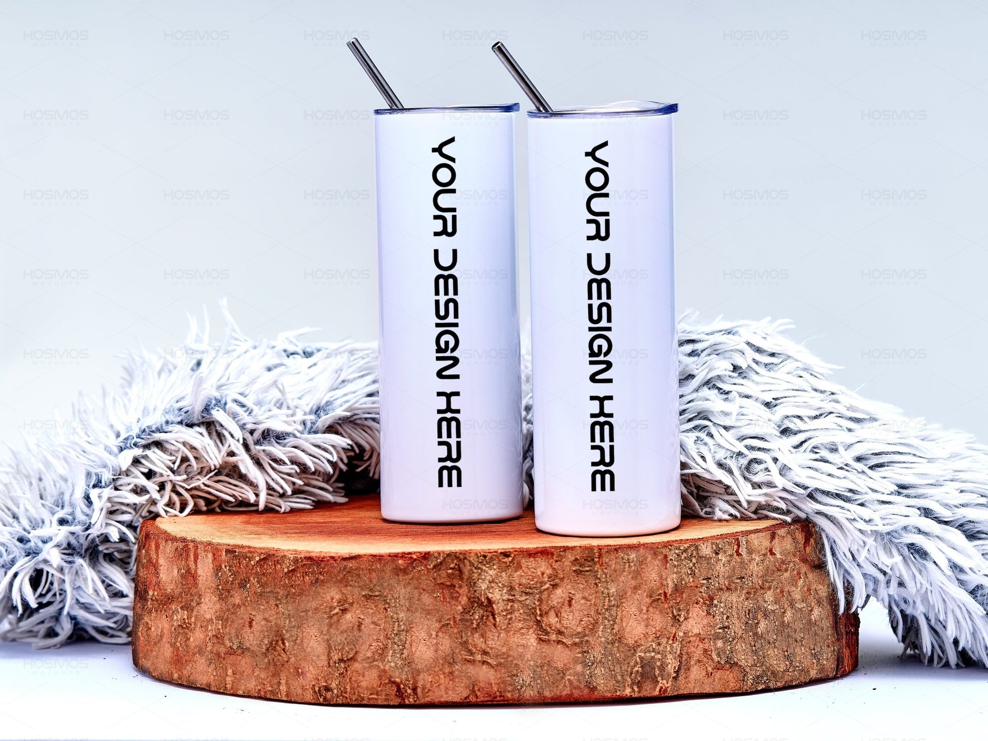 20oz Skinny double Straight Tumbler Mock-up on wood Edit in Canva/ Photoshop via Smart Object PSD - KosmosMockups