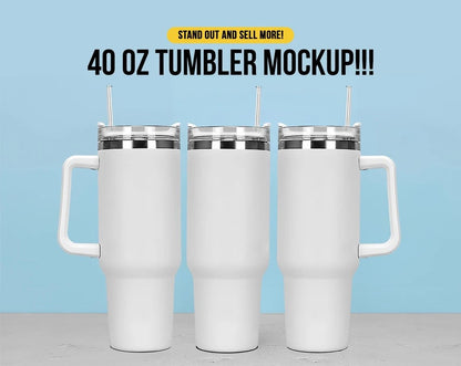 40z Tumbler Mock Up PNG Transparent File - Edit in CANVA, Photoshop, and More | 40oz Tumbler with Handle Mock Up | Add Own Background - KosmosMockups