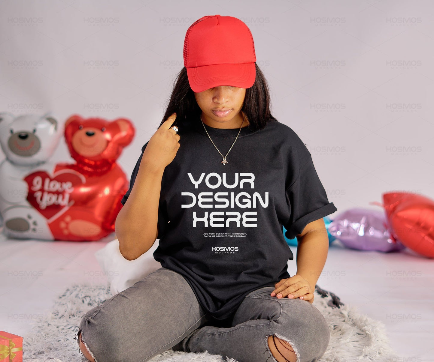 Comfort Colors C1717 Black Shirt Mockup, Tshirt Mockup, Black Tee Mockup, Oversized Shirt Model Mockup, Comfort Colors Shirt Mockup, Trendy - KosmosMockups