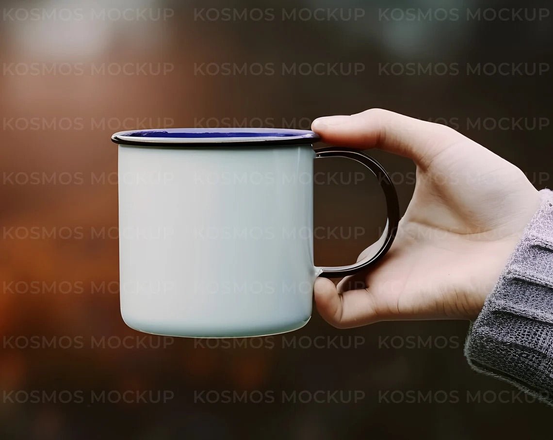 Enamel camping mug mockup bundle. Adventure camping cup. Bestseller mock-up, single mug, mock-ups. Blank cup mockups - KosmosMockups