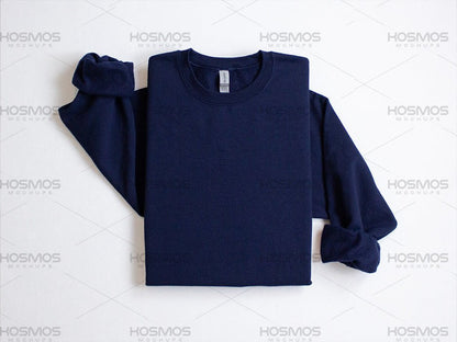 Gildan 18000 Navy Folded Flat Lay Mockup - KosmosMockups