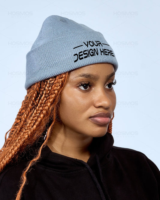 Grey Beanie Mockup,Left Profile Beanie Mockup, Beanie Mockup , Beanie Mockup Template, Beanie Mockup Free, Beanie Mockup Free Download, Blank Beanie Mockup, Beanie Mockup Generator - KosmosMockups