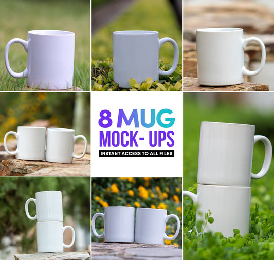 Mug Mockup Bundle 8 Styled Stock Photography Nature Mug Photo Graphic Design Mock Up JPG Digital Download - KosmosMockups