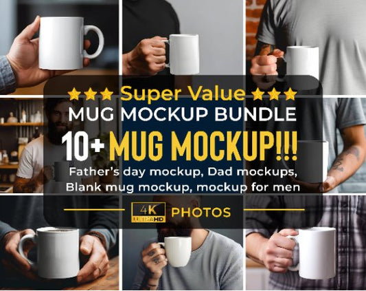 Mug mockups, father's day mug mockup, dad mockups bundle, white mug mockup, blank mug mockup - KosmosMockups