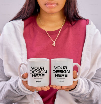 Set of 11 oz mug mockup, white mug mockup, styled mug mockup in hands, mug stock photo, outdoor mug mockup, blank two & single mug mockup - KosmosMockups